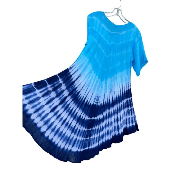 Zury women’s One Size OS Rayon blue tie dye flowy dress Made in India - Picture 11 of 11